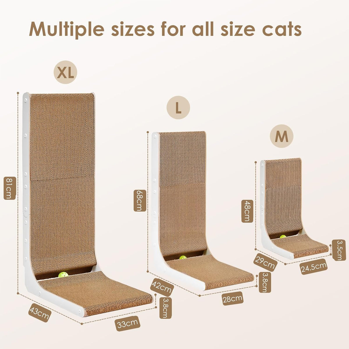 EHEYCIGA Cardboard Cat Scratcher for Indoor Cats, 26.8 Inch L Shaped Vertical Cat Scratching Board