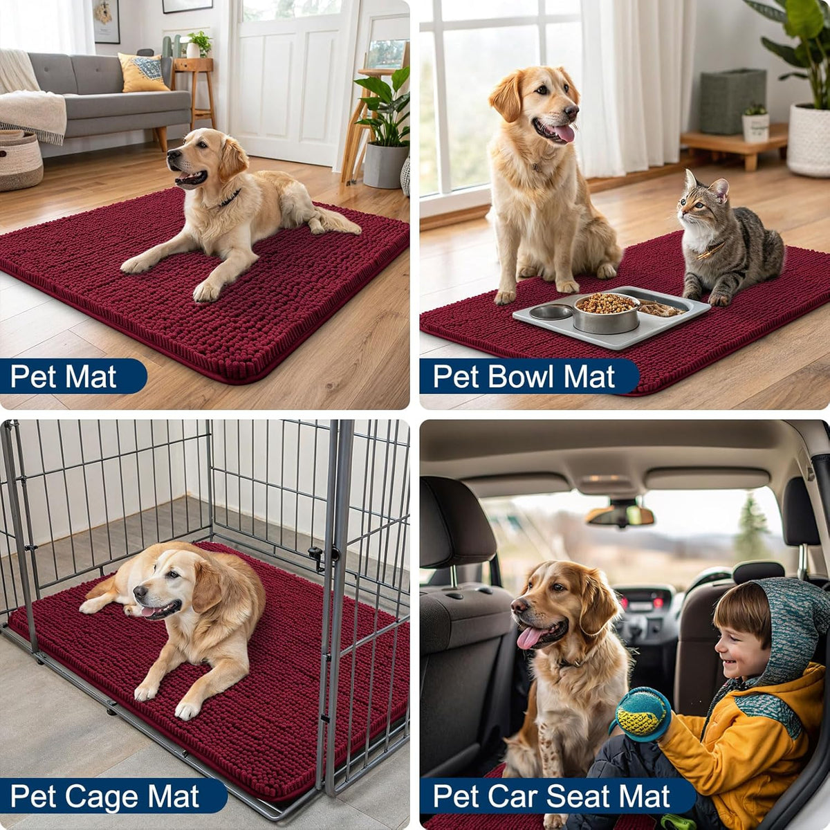 Smiry Dog Door Mat for Muddy Paws 48x30, Absorbs Moisture and Dirt Doormat, Non-Slip Washable Quick