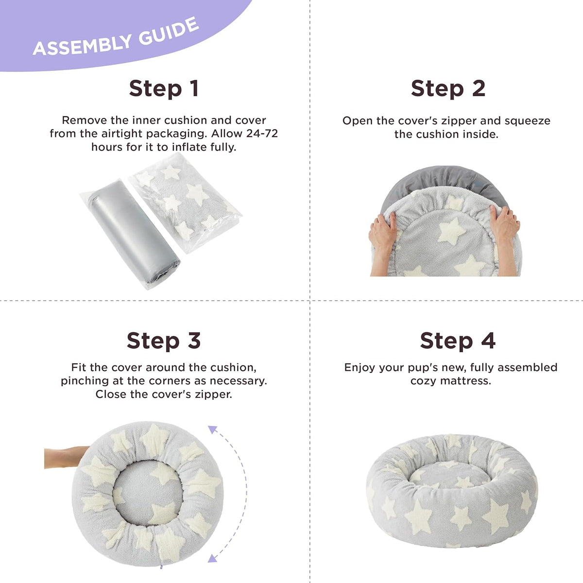 LE SURE Donut Medium Dog Bed - Round Cat Beds for Indoor Cats Calming Pet Beds, Cute Modern Beds