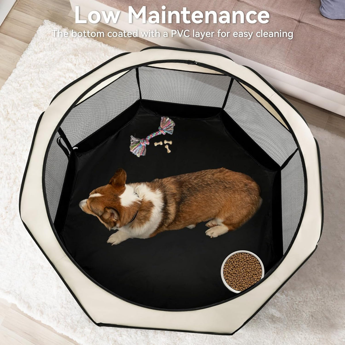 A4Pet Cat Playpen, 39.5” Pop Up Dog Playpen with Bowl, Suitable for Puppies, Kittens, and Small