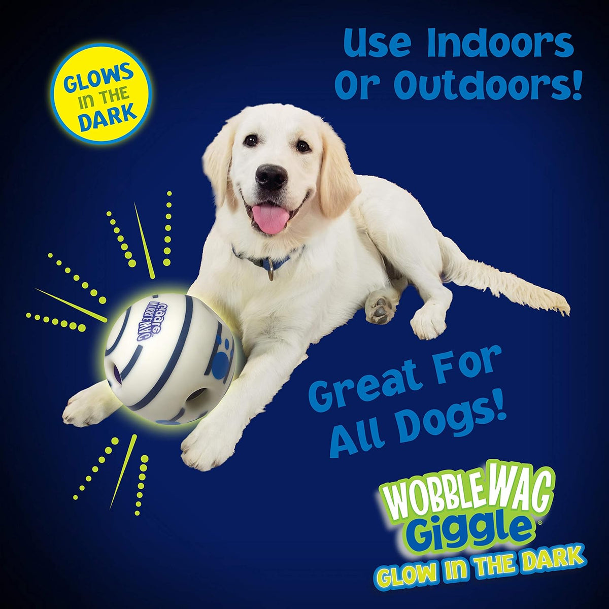 Wobble Wag Giggle Glow in The Dark | Rolling Enrichment Toy for Playtime, Interactive Play for