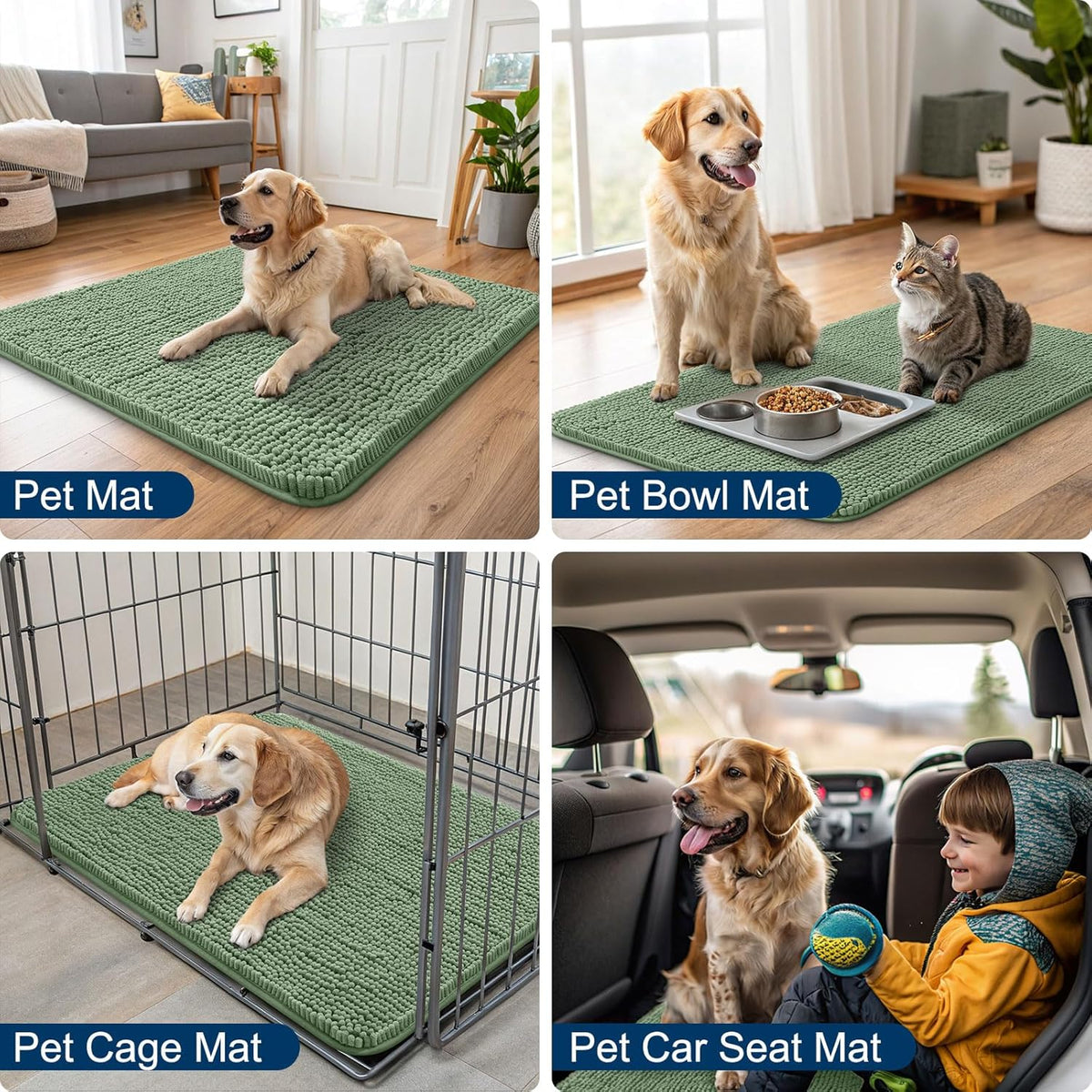 Smiry Dog Door Mat for Muddy Paws 36x24, Absorbs Moisture and Dirt Doormat, Non-Slip Washable Quick