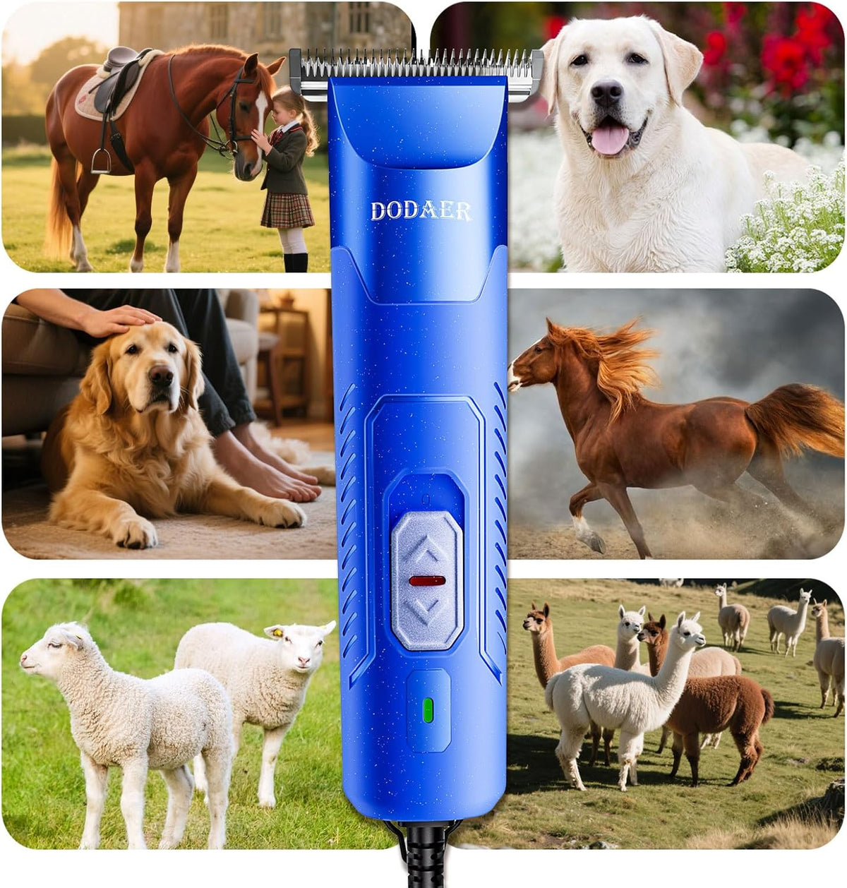 Professional Grooming Electric Corded 2-Speed Horse Clipper with Detachable Blade - Cool & Quiet