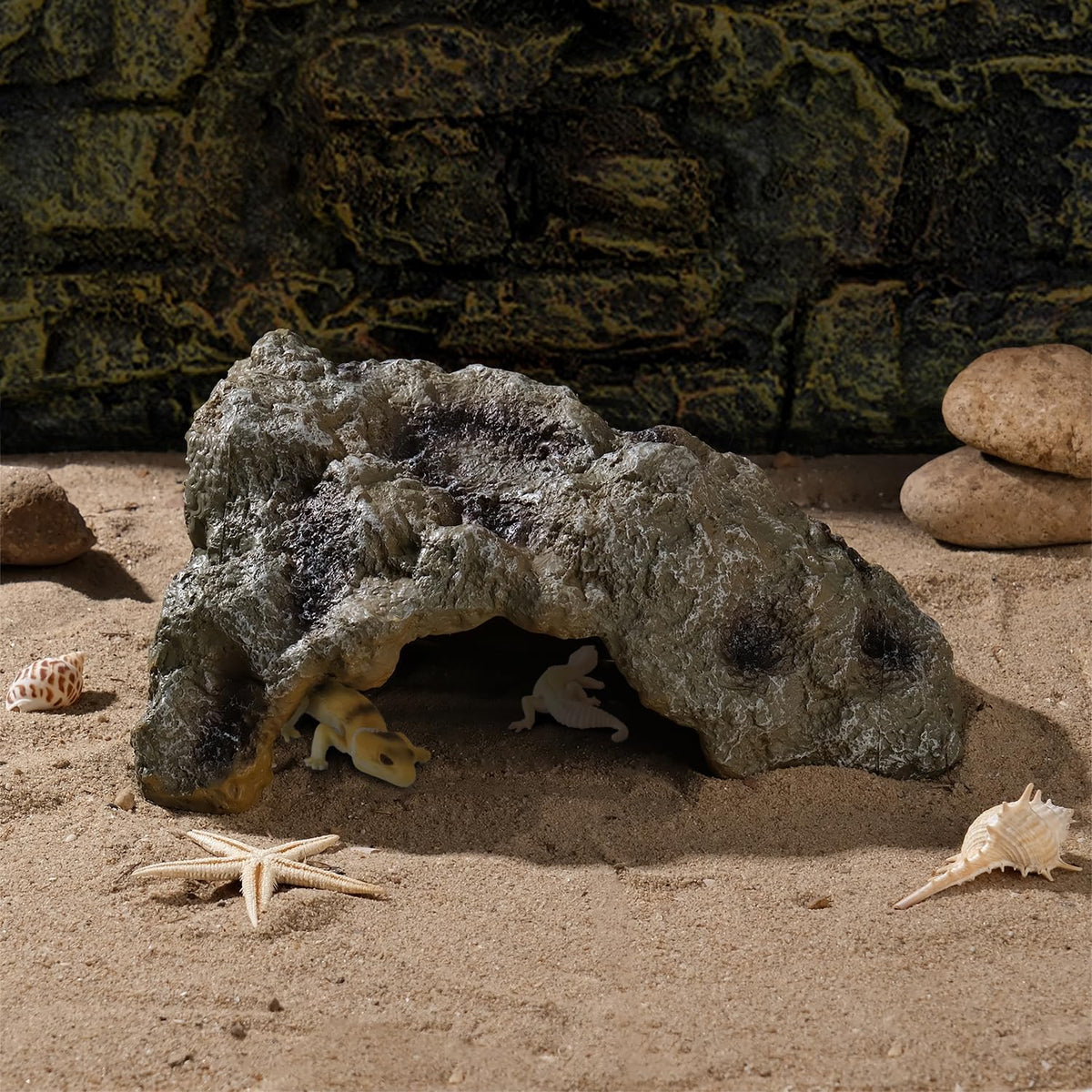 IBWell Resin Leopard Gecko Hide, True to Nature Reptile Rock for Bearded Dragon Hideout Snake Hides