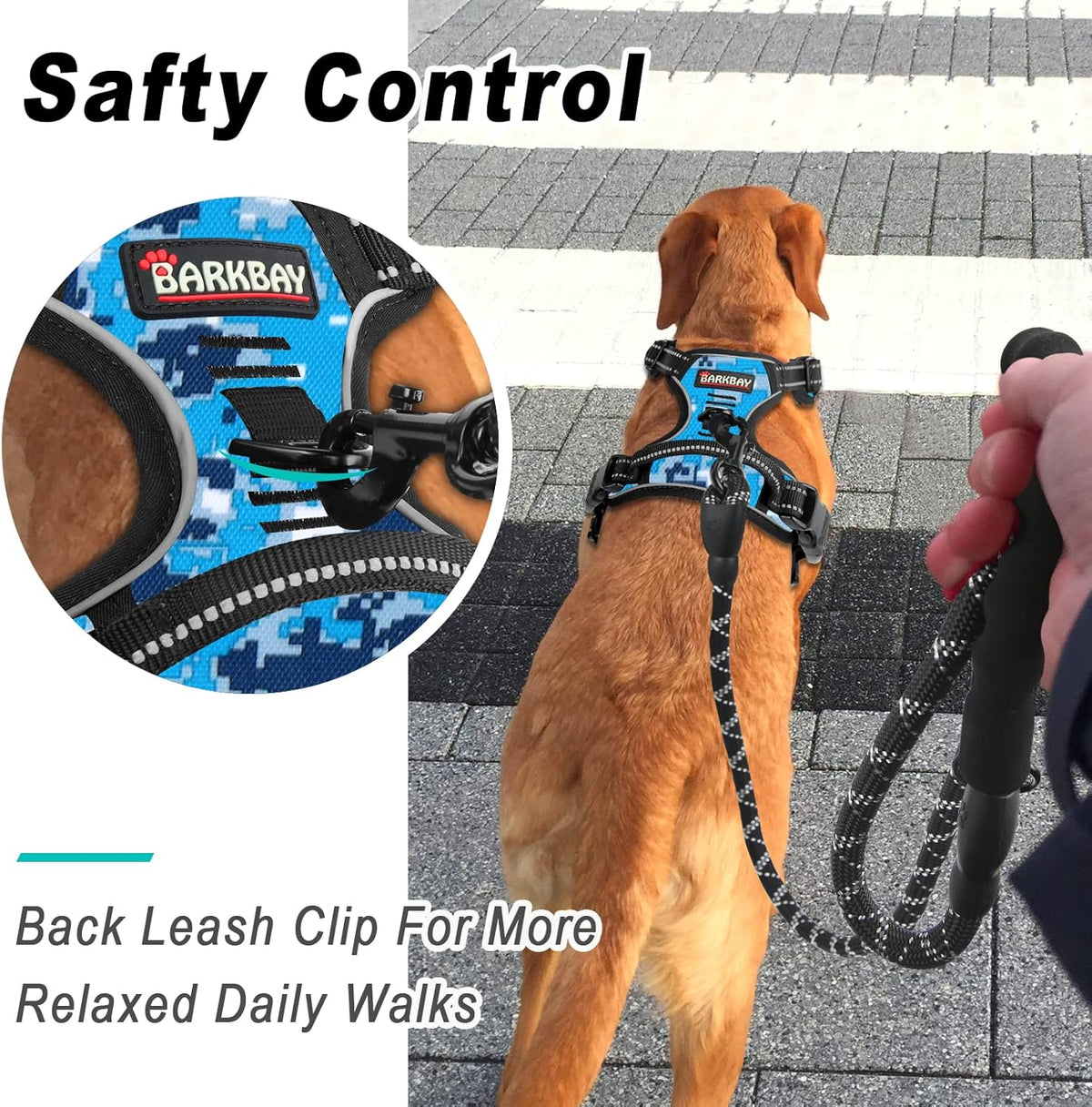 BARKBAY No Pull Dog Harness Large Step in Reflective Dog Harness with Front Clip and Easy Control