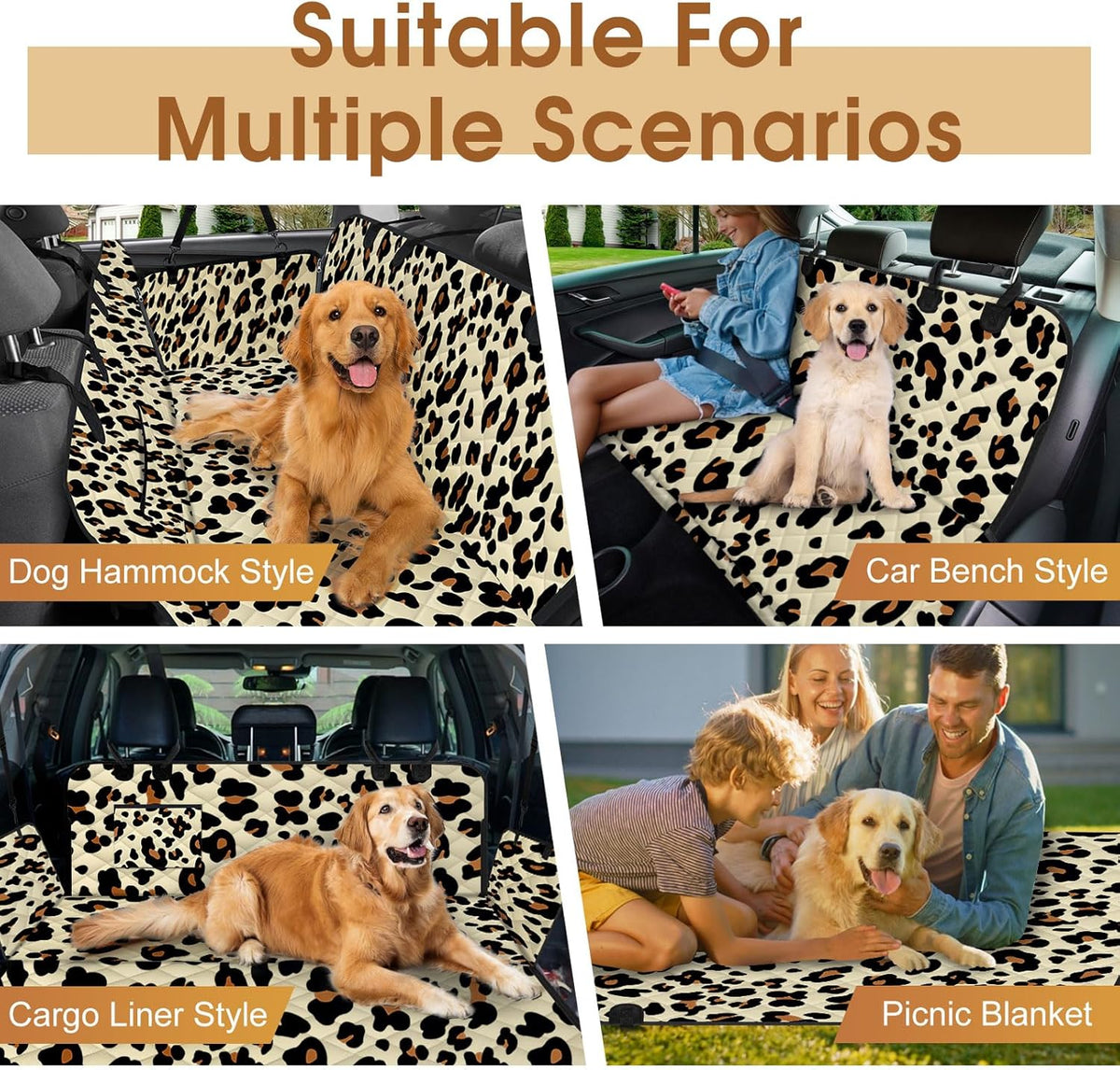 Dog Car Seat Cover, Durable Waterproof Scratch Proof Nonslip Dog Hammock, Back Seat Covers with
