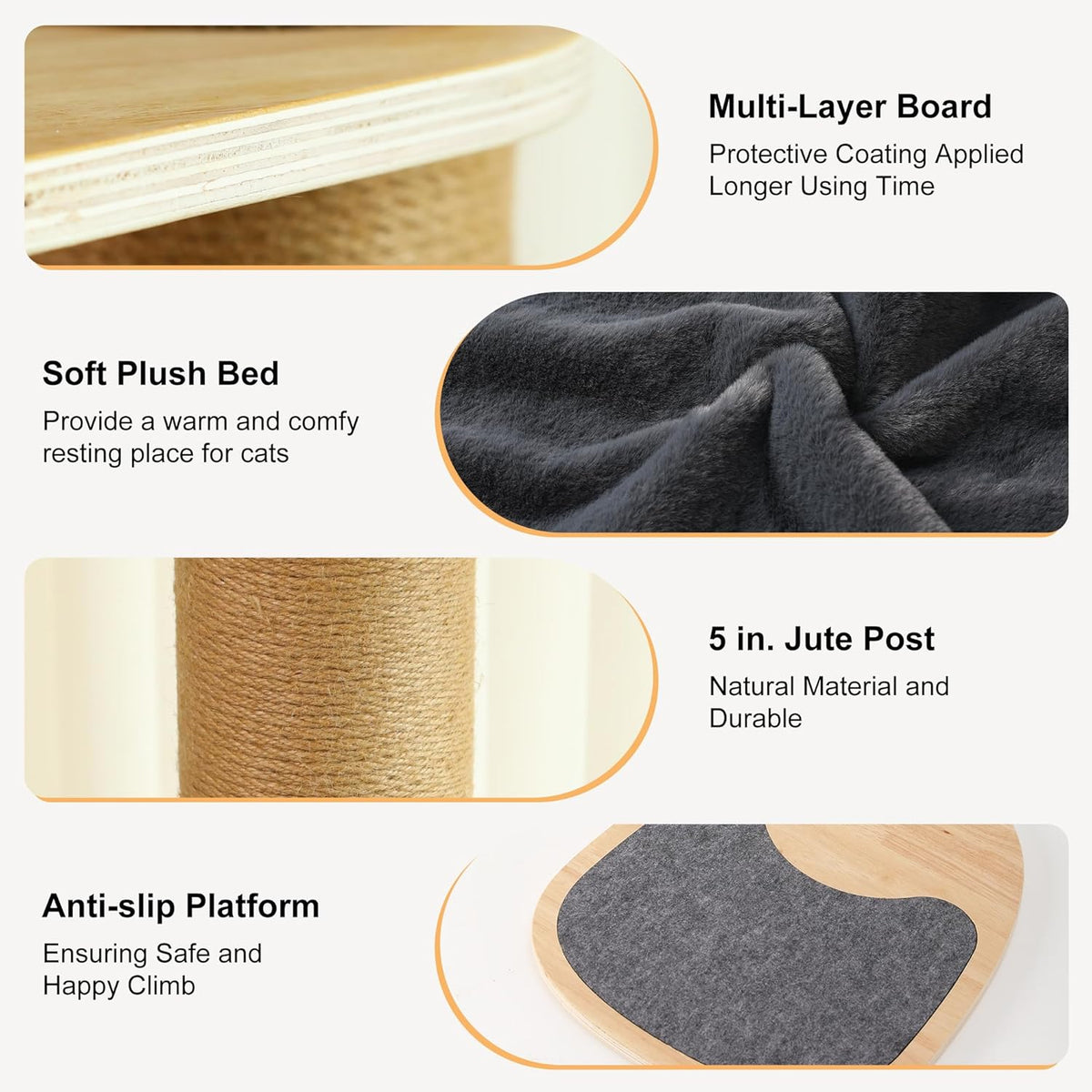 FUKUMARU Floor to Ceiling Cat Tree, 6 Level Adjustable Height (5.7-9.8 ft) Climbing Tower with