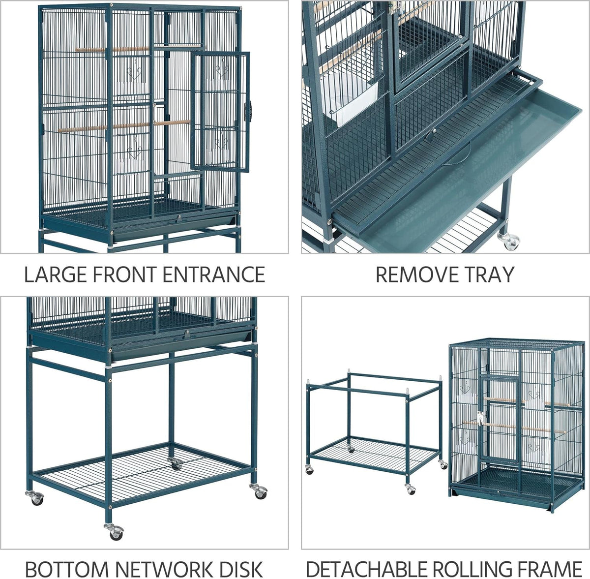 Yaheetech 54inch Metal Large Parrot Parakeet Flight Bird Cage w/Rolling Stand for Small Parrots