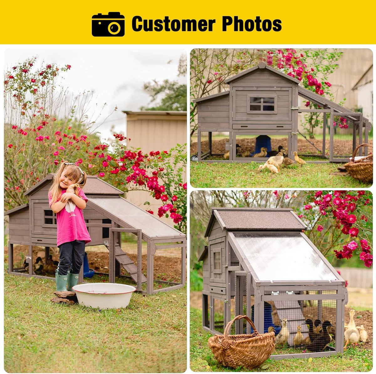 Aivituvin Chicken Coop Mobile Hen Coop, Large Poultry Cage with Wheels Outdoor Backyard Chicken