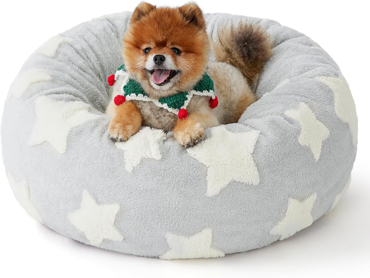 LE SURE Donut Small Dog Bed - Round Cat Beds for Indoor Cats Anti-Anxiety Calming Pet Beds