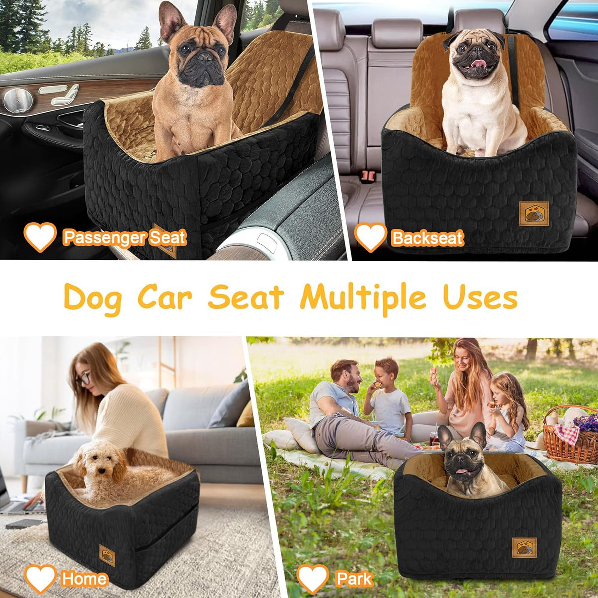 Dog Car Seat for Small/Medium Dogs, Memory Foam Dog Booster Seat, Travel Safety Per Car Seat with