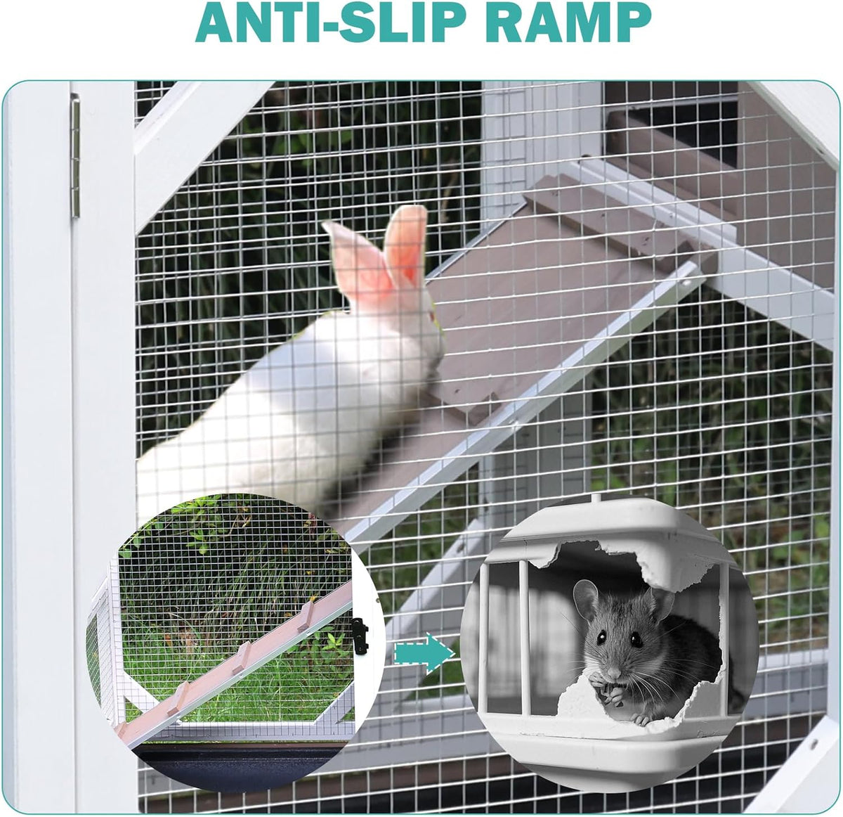 Rabbit Hutch Indoor for 2-4 Rabbits & Guinea Pigs,Bunny Cage with Slide-Out Plastic Trays,Wooden