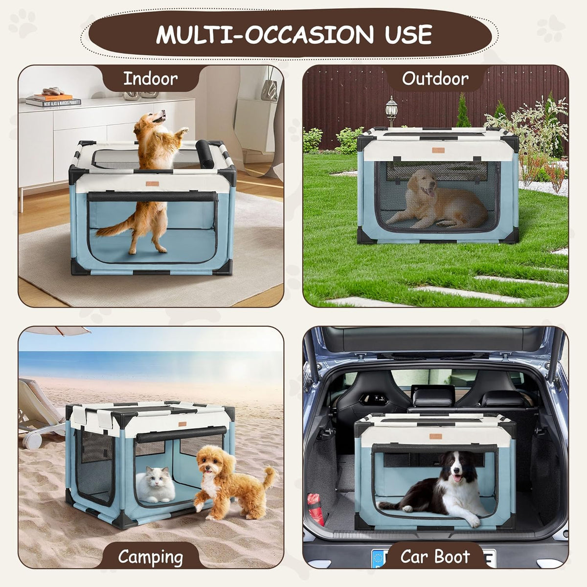 Dog Crate - Soft Pet Kennel for Dogs/Cats, 3-Door Breathable Travel Cage with Mesh Window, Portable