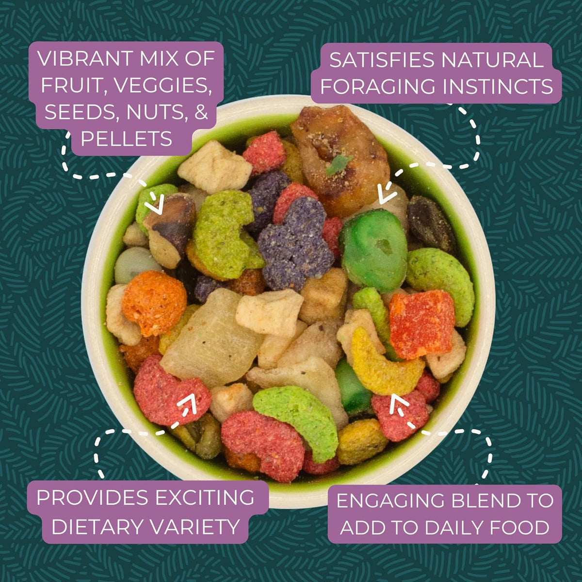 ZuPreem Pure Fun Bird Food, Cockatiel, Lovebird, Quaker, Small Conure, Lorikeet, Seed and Pellet