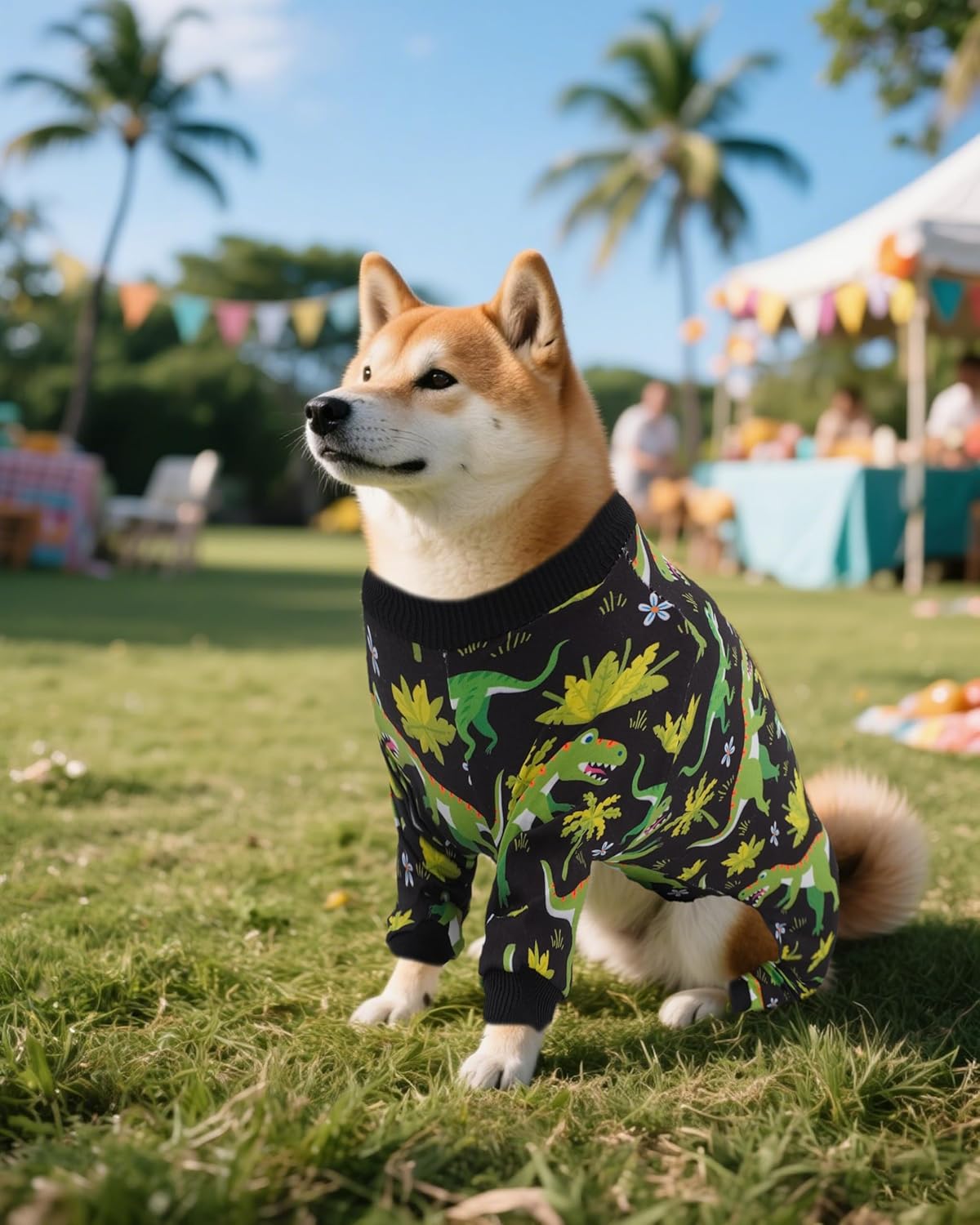 PET SHOW 4 Pack Dog Pajamas Dinosaur Shark for Medium Large Dogs Boy Soft Stretchy PJs Plaid