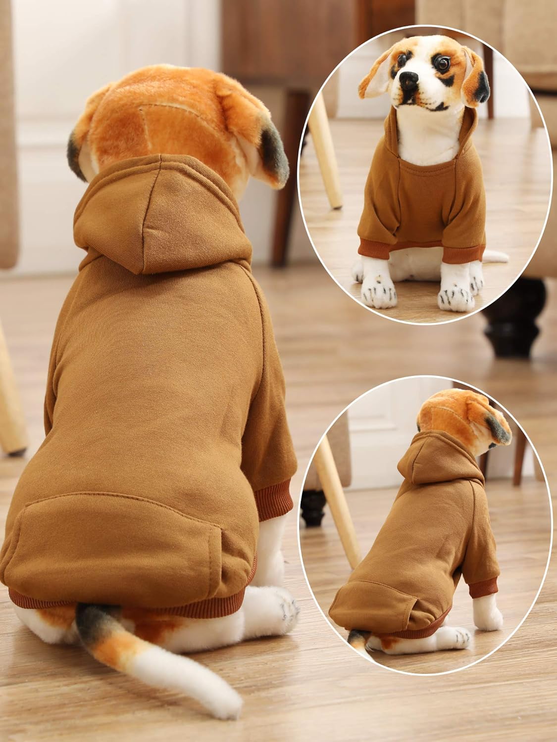 6 Pieces Dog Hoodie Dog Clothes Sweaters with Hat, Pet Winter Clothes Warm Hoodies Coat Sweater for