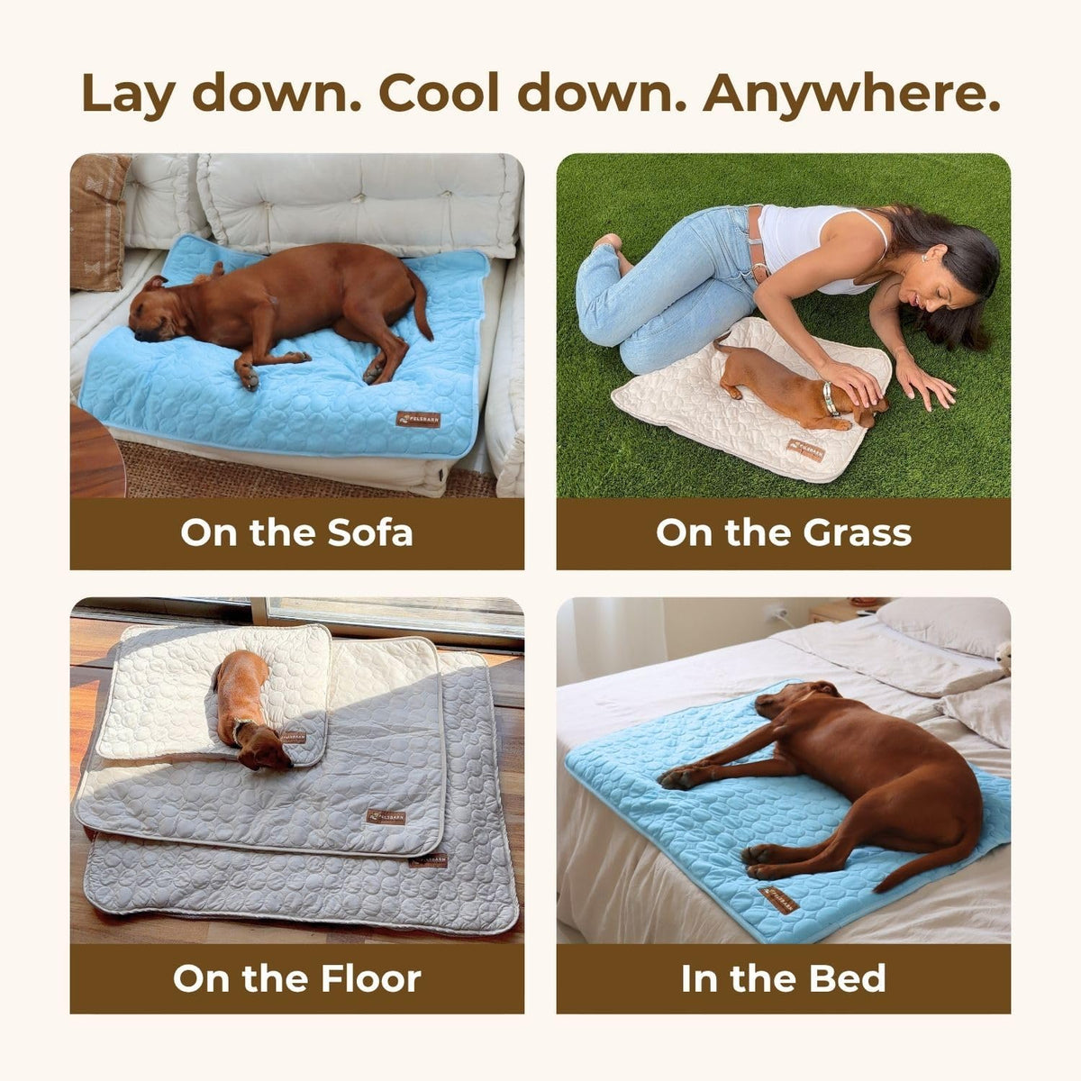 Dog Cooling Mat- Ice Silk Summer Comfort, Self Cooling, Non-Slip Dog Pad, Durable & Washable, Mat