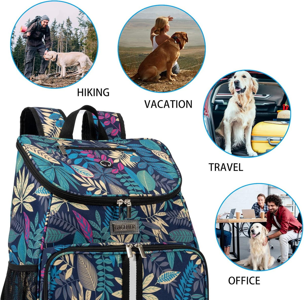 BAGLHER丨Dog Travel Bag, Airline Approved Pet Supplies Backpack, Dog Travel Backpack with 2 Silicone