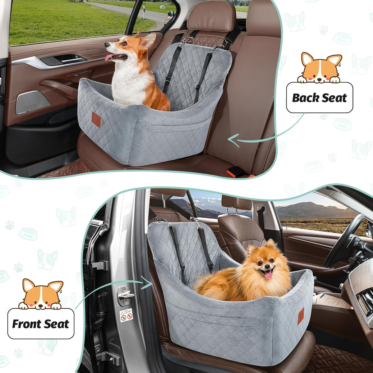 Dog Car Seat for Medium Dogs Up to 35lbs,Fully Detachable and Washable,Easy to Install with