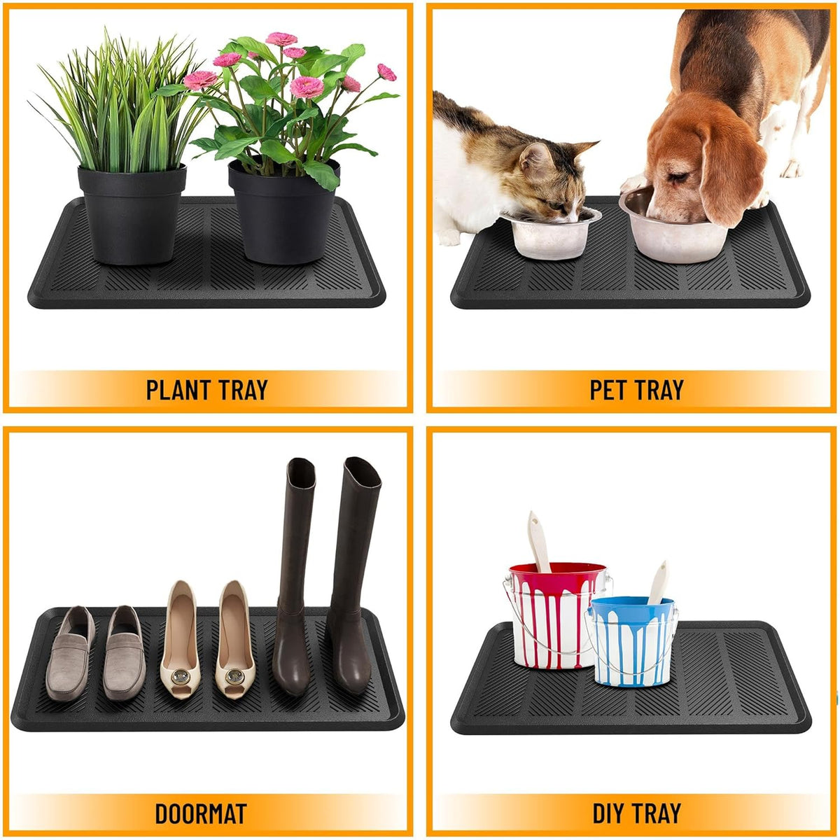Indoor/Outdoor Hose-Wash Lines Design Non-Slip Rubber 16" x 32" Modern Entryway Mat for Entryway