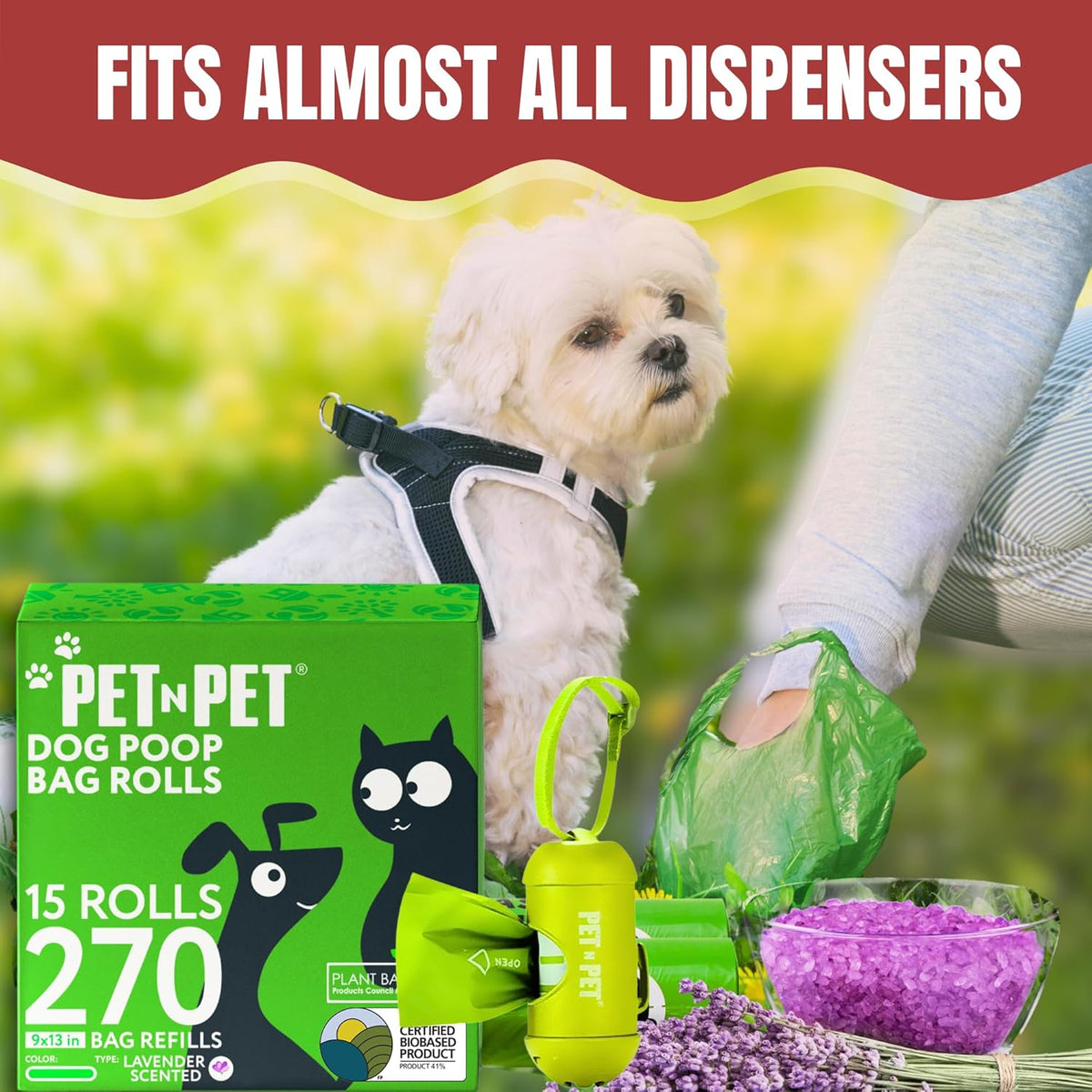 Pet N Pet Poop Bags For Dogs, Green 270 Counts Lavender Scented Dog Poop Bags Rolls, Dog Bag, Pet
