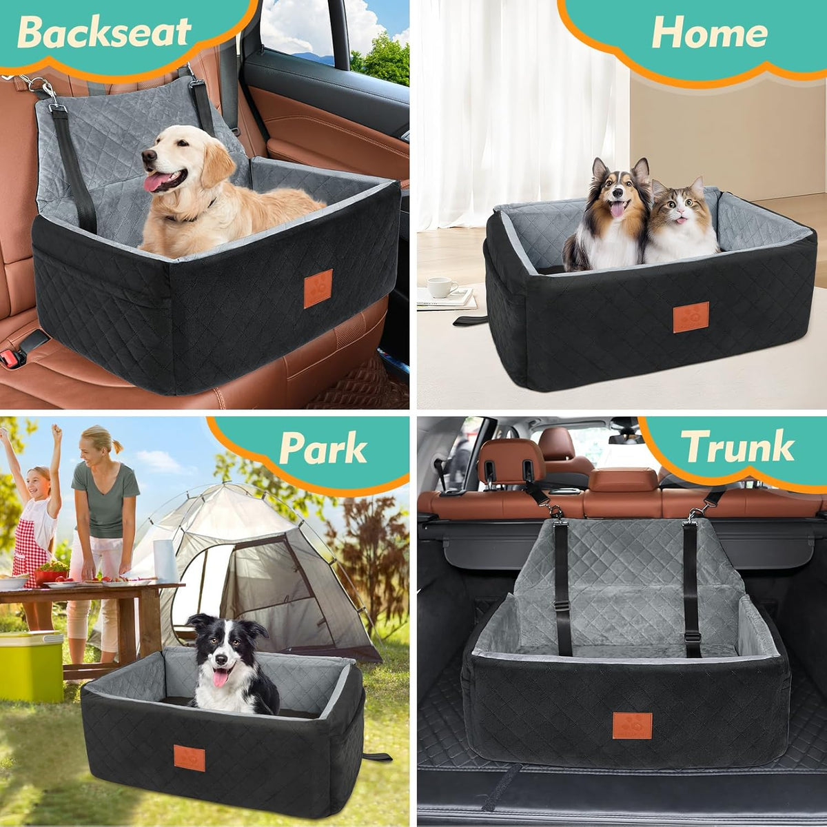 Dog Car Seat for Large Medium Dogs,Washable Pet Carseat Under 55 lbs or 2 Small Dogs,Dog Booster