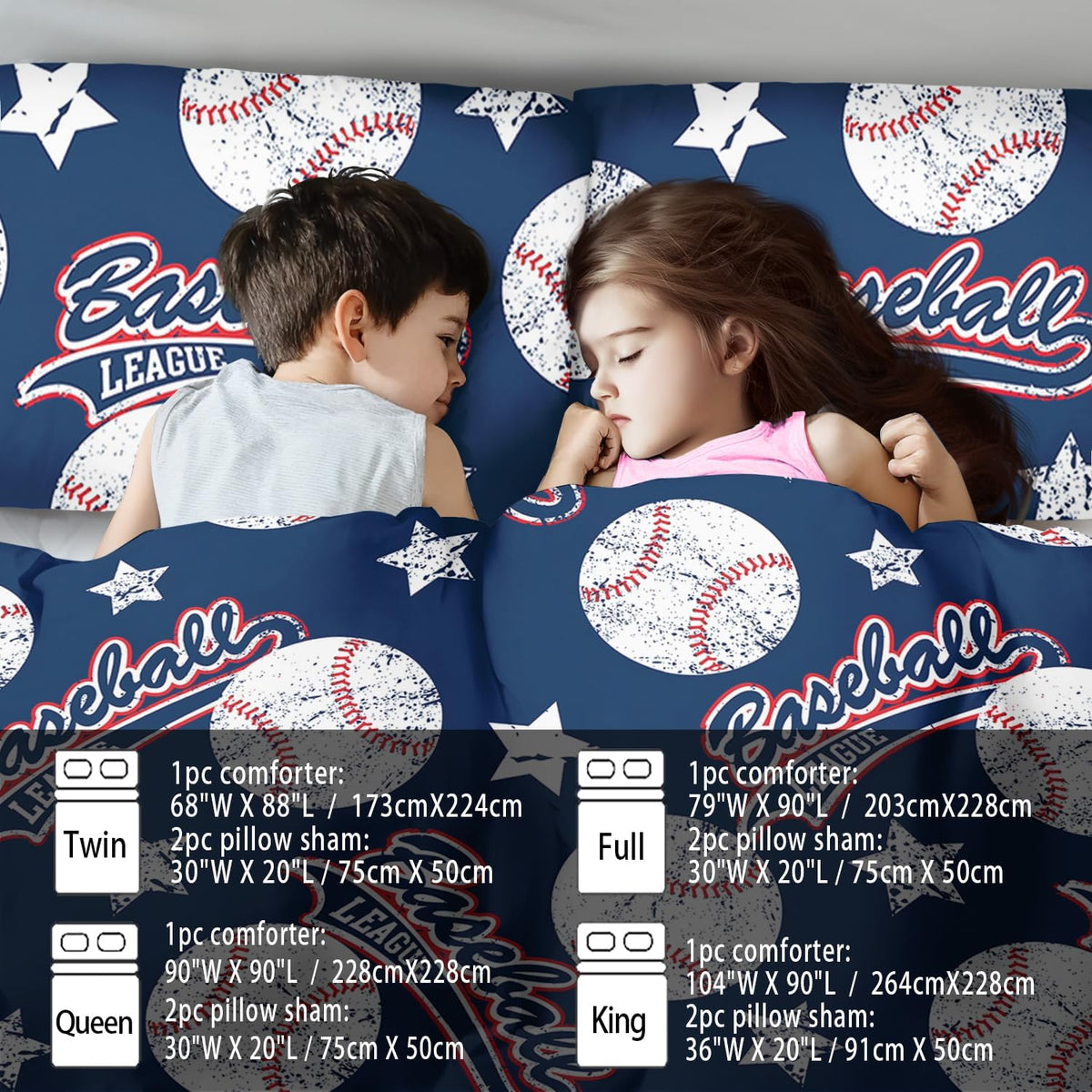 Baseball Comforter Set Full,Sports Bedding Sets for Boys,Blue Sports Comforter Full Bedroom