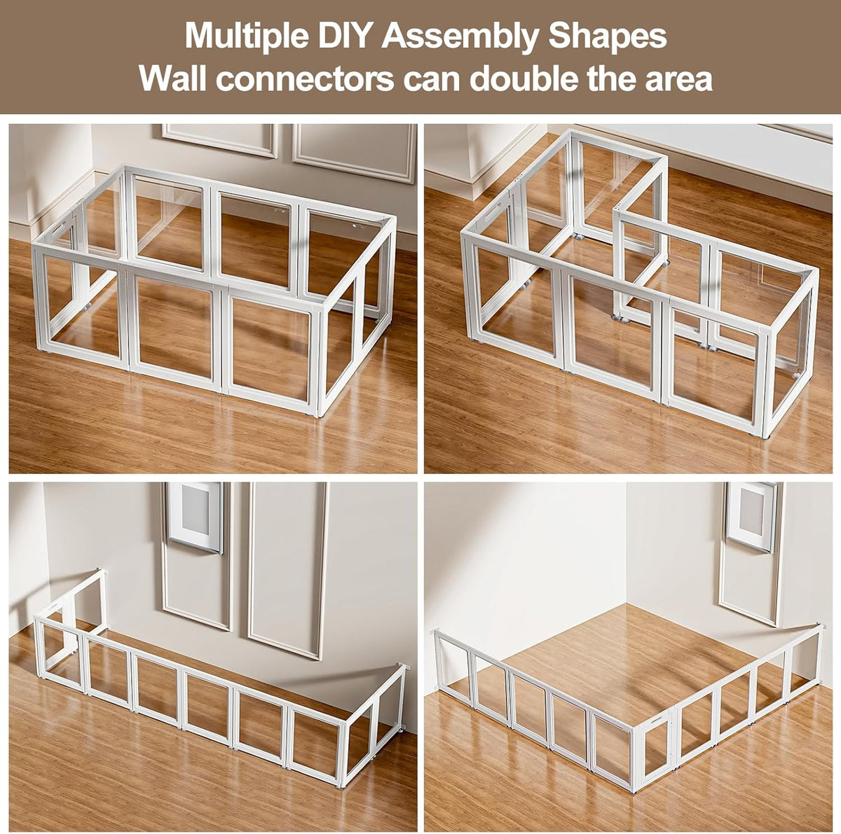 Clear Acrylic Dog Playpen Transparent Dog Playpen Indoor, Easy Assemble Clear Pet Pen for Puppy