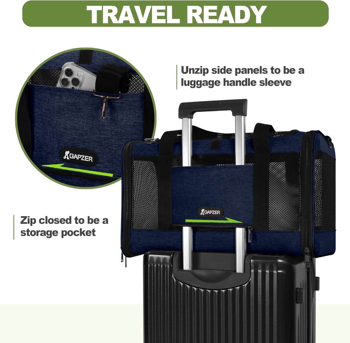 Cat Carrier 18x11x11 United Airline Approved, Top Loader Heavy Duty Softshell Pet Flying Bag 18lbs
