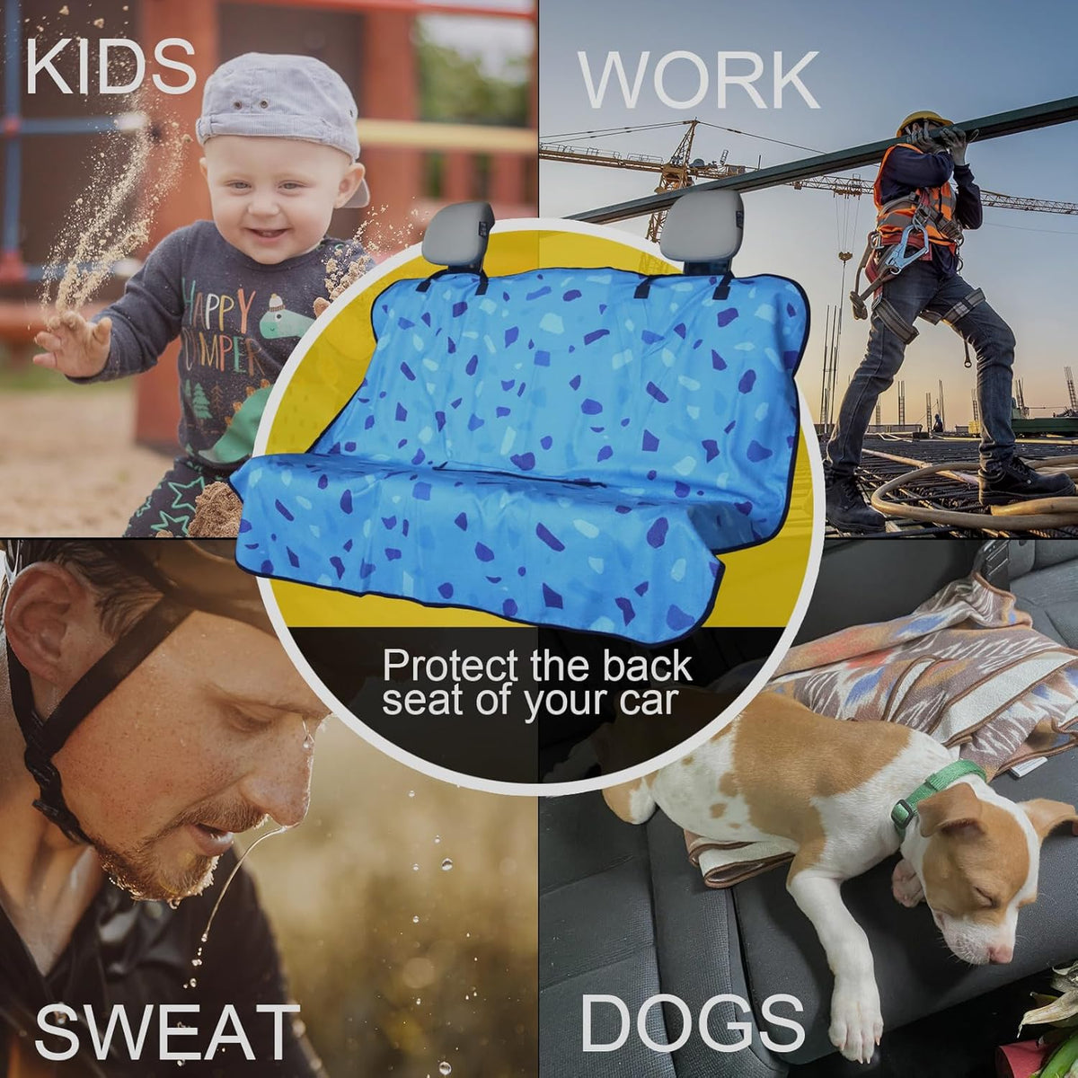 Back Seat Cover for Car Trucks Van SUV,Waterproof Rear Bench Towel Seat Covers for Dogs and