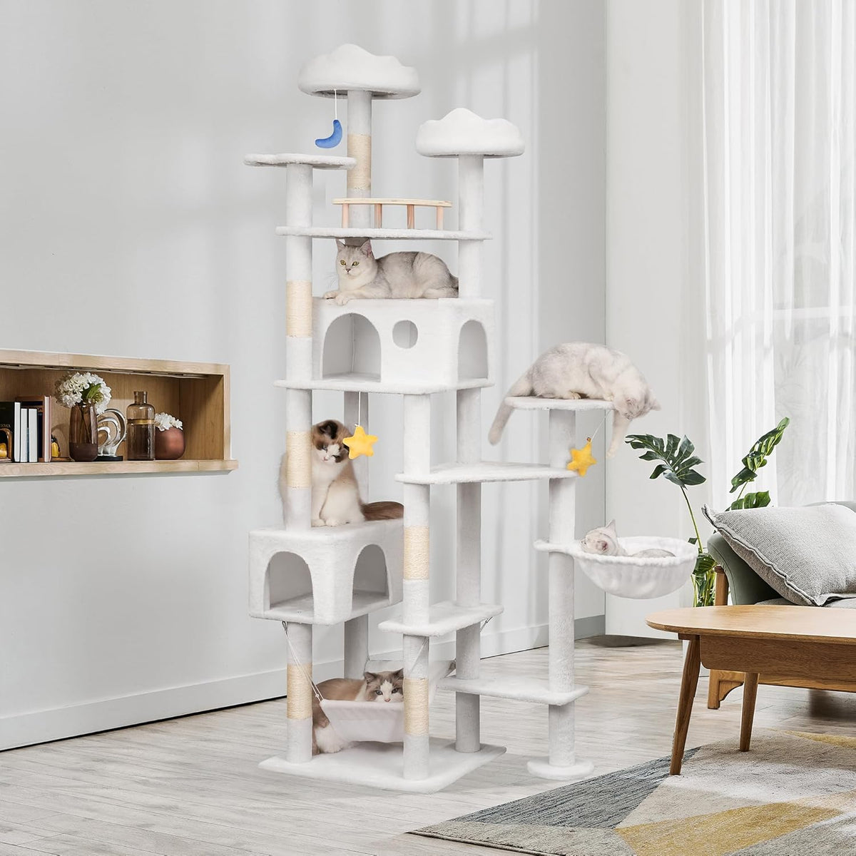 85in Tall Cat Tower for Heavy Duty Big Cats, Large Cat Tree with Scratching Post, Plush Perches