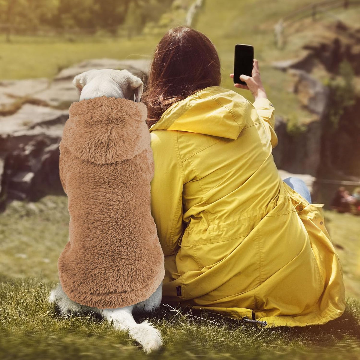 Fuzzy Dog Hoodie Dog Sweaters for Large Dogs Soft Double-Sided Plush Fleece Pet Sweater Pet Clothes