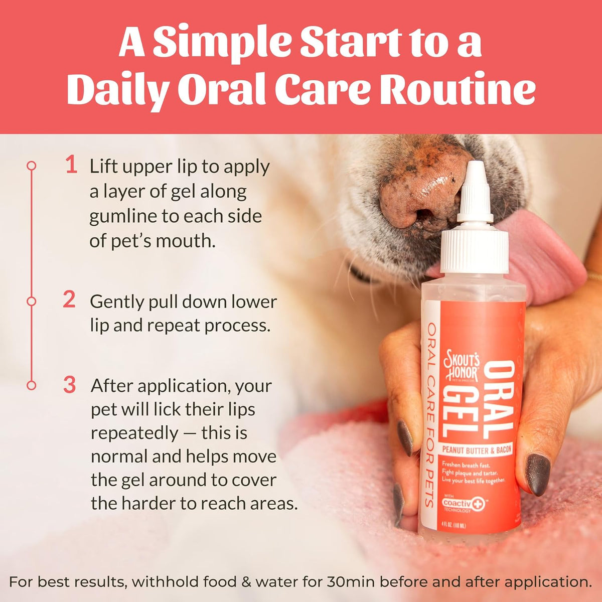 SKOUT'S HONOR Peanut Butter & Bacon Oral Gel - Fights Plaque and Tartar, Freshens Breath Fast, No
