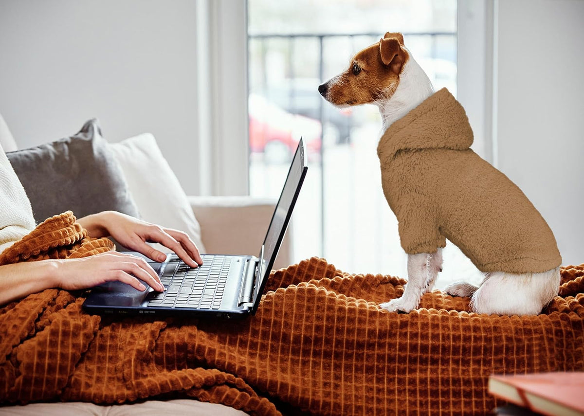 Fuzzy Dog Sweaters for Small Dogs Dog Hoodie Pet Clothes Warm Soft Cozy Coats Hooded Sweatshirt