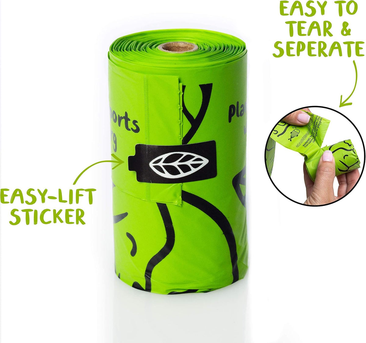 PLANET POOP Home Compostable Dog Poop Bags Extra-long with Handles 120 Un-Scented Pet Waste Bags