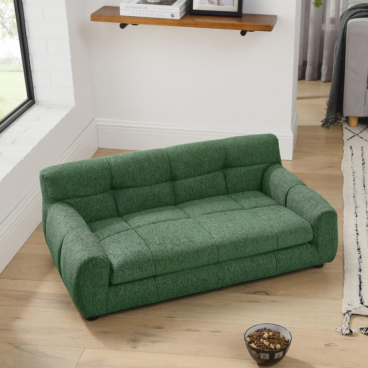 Dog Couch Bed, Mini Sofa for Dogs with Backrest and Armrest, Durable Pet Sofa with Soft Foam