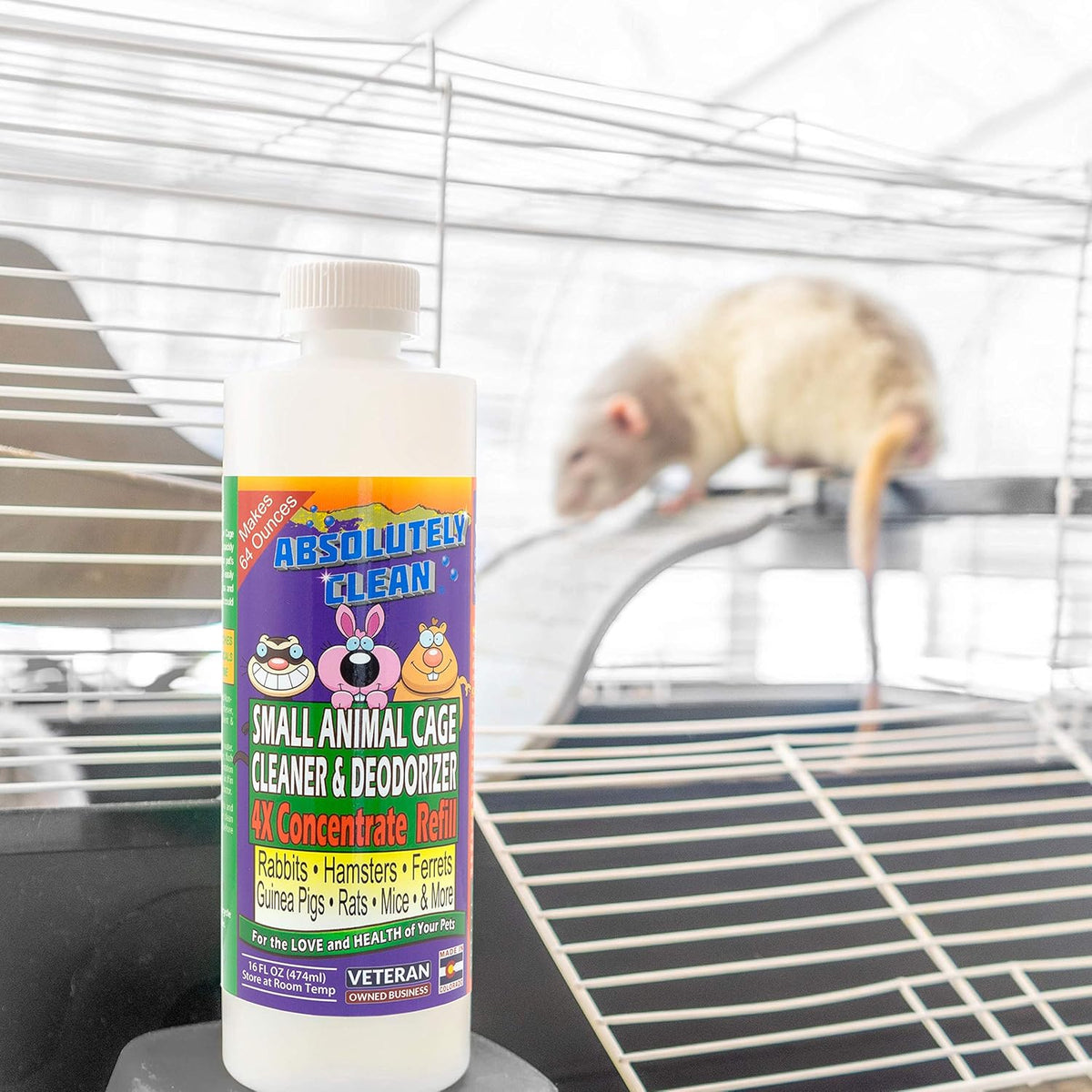 Amazing Small Animal Cage Cleaner - Just Spray/Wipe - Easily Removes Messes & Odors - Hamsters