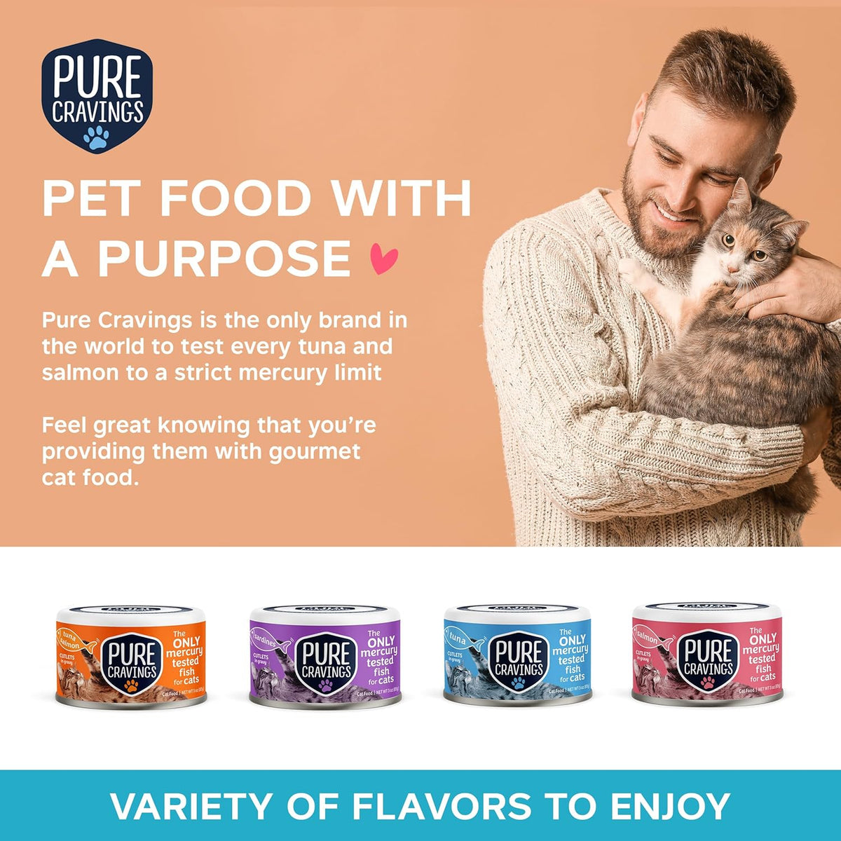 Wet Cat Food Canned Tuna Cutlets in Gravy, 100% Mercury-Tested, Moist Can Fish for Cats