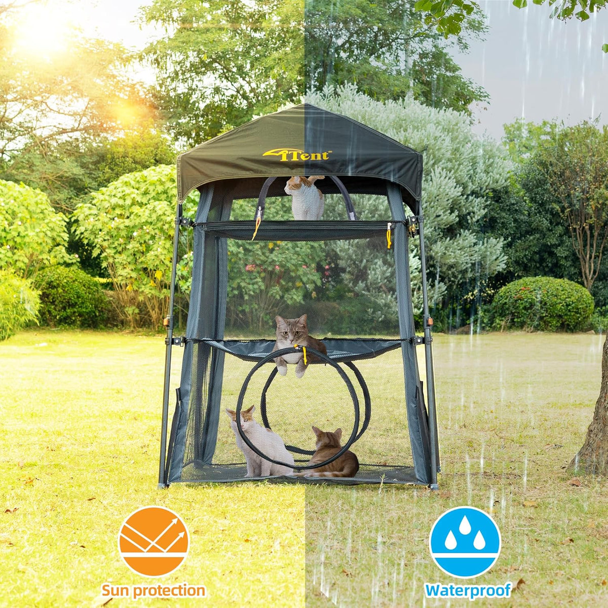 Extra Large Catio Outdoor Cat Enclosure,3 Tier Cat Tower Tent Weatherproof & Sunproof with 3 Doors