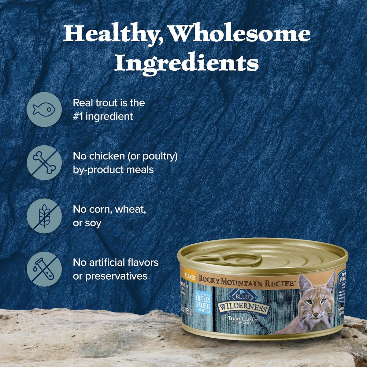 Blue Buffalo Wilderness Rocky Mountain Recipe Natural High Protein Wet Food for Adult Cats, Trout