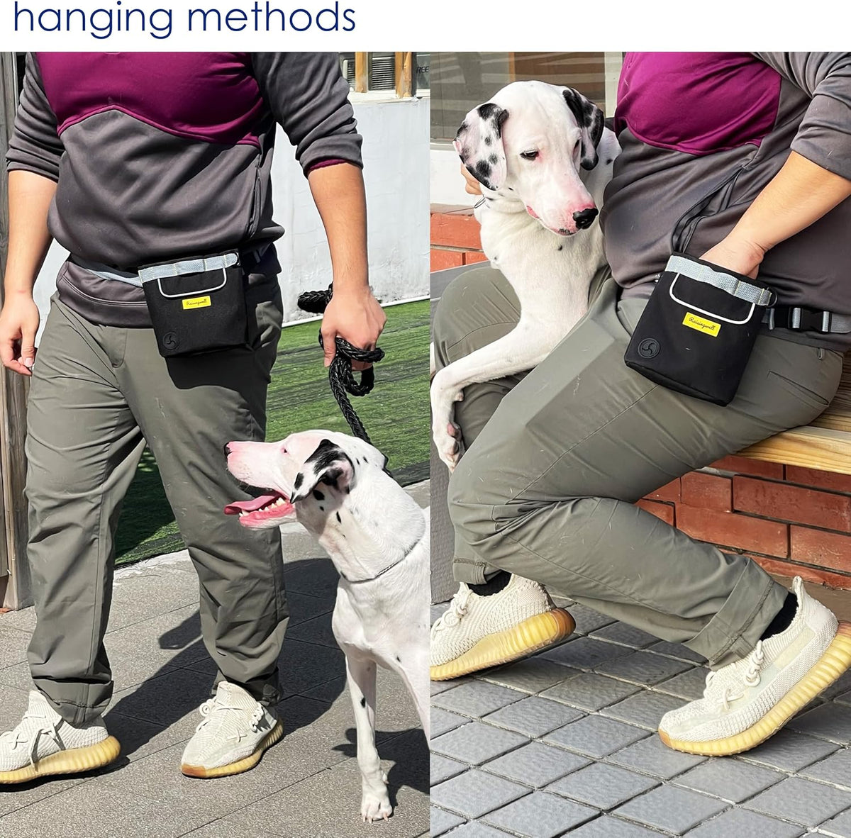 Dog Treat Pouch for Pet Walking and Training with Clicker 2 Cup Silicone Bag Small Fanny Pack
