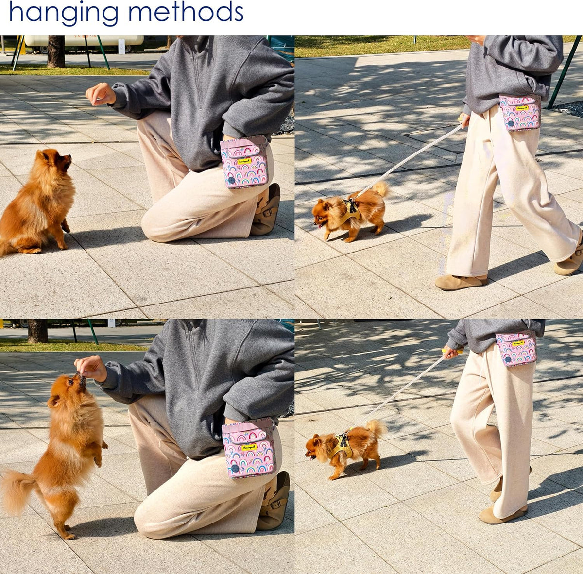 Dog Treat Pouch for Pet Walking and Training with Clicker 2 Cup Silicone Bag Small Fanny Pack