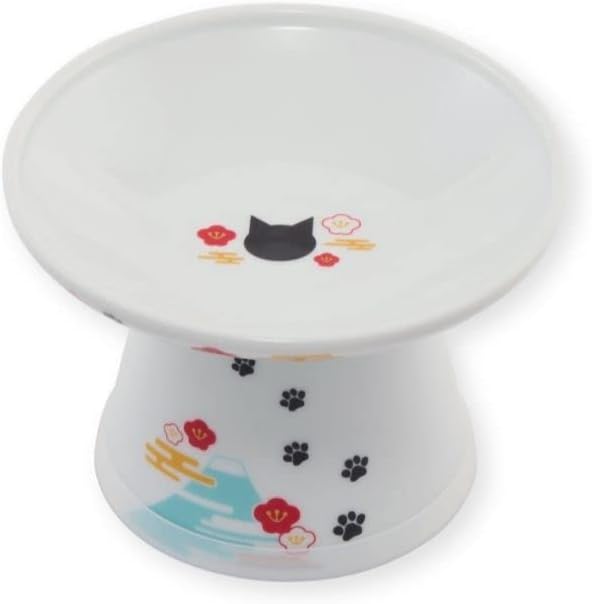 Necoichi Raised Cat Food Bowl – Ceramic Elevated Cat Bowl for Whisker & Neck Fatigue, Dishwasher