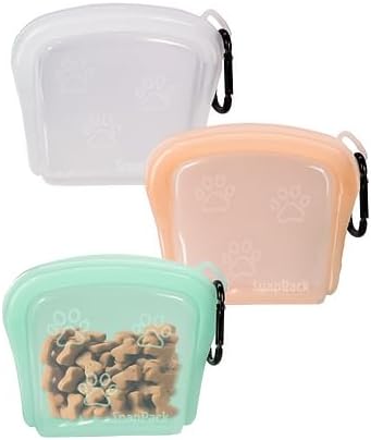 MODERN-X SnapPack Dog Treat Bag, 3-Pack Reusable Silicone Bags, Dog Treat Pouches, for Cats, Dish