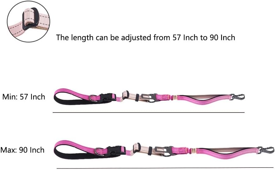 Hands Free Dog Leash for Large Medium Dogs Heavy Duty Bungee Reflective Adjustable Waist Leashes