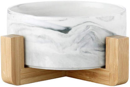 Ceramic Pet Bowls with Stand - Dog Cat Water Bowl and Food Dish -Heavy Weighted & No Tip Over Pet