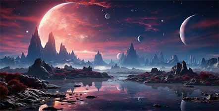 24X12IN Cosmic Spaceterrarium Background, Cool Parallel Space Themed Aquarium Reptile Habitat