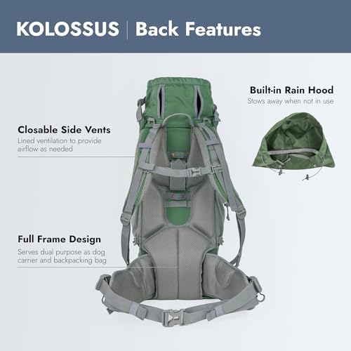 K9 Sport Sack Kolossus - XXL, Myrtle Green - The Big Dog Backpack - Ideal for Dogs 26-29” Long