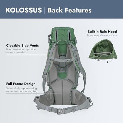 K9 Sport Sack Kolossus - XXL, Myrtle Green - The Big Dog Backpack - Ideal for Dogs 26-29” Long