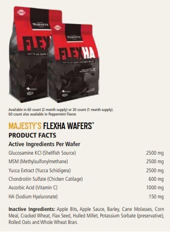 Majesty's Flex HA Wafers - Superior Performance Horse/Equine Joint Support Supplement - HA, Vitamin